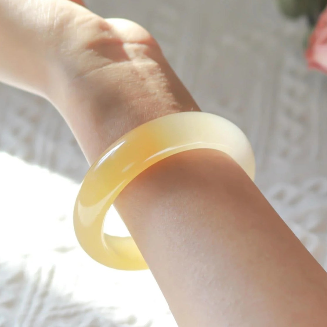 Jade Bracelet - Natural Yellow Jade Bracelet for Women with Topaz and Huanglongyu - AuraKin