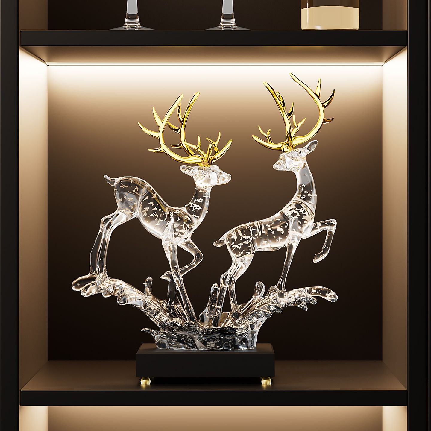 Fengsheng Shuiqi Lucky Deer Ornament Light Luxury High-end Sense Living Room Entrance Wine Cabinet TV Cabinet Decoration Housewarming Gift Lucky Gallery