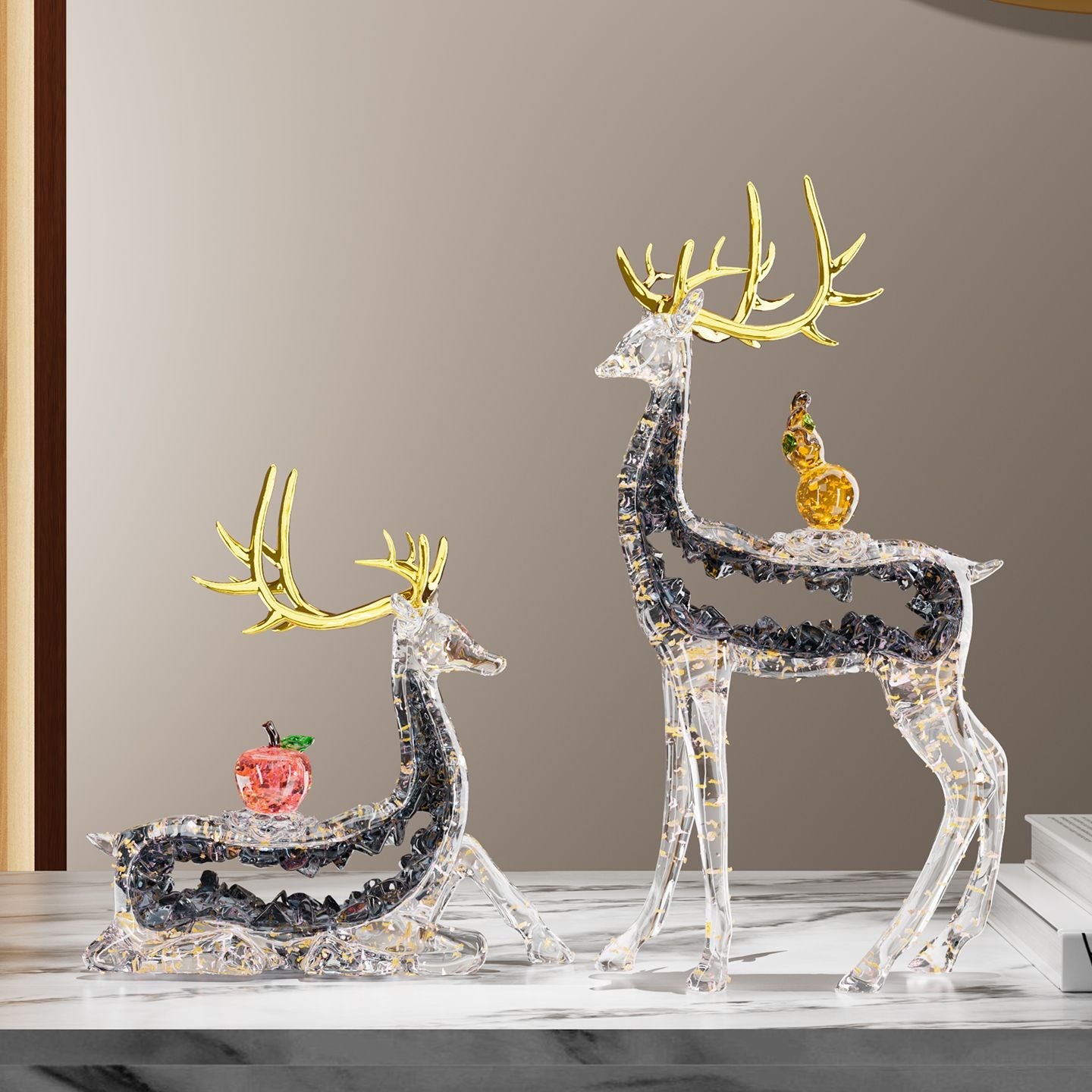 Deer ornament A pair of light luxury high-end living room lucky entrance TV cabinet wine cabinet decoration moving house new home gifts Lucky Gallery