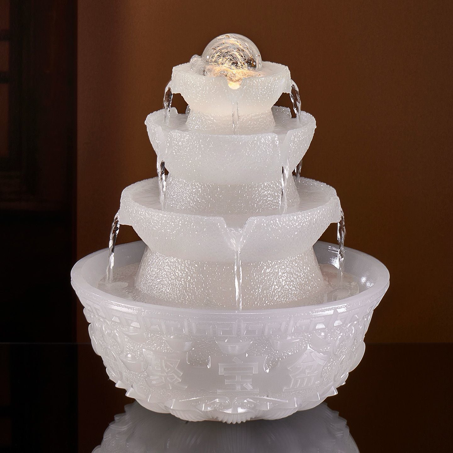 Bafanglai Cai Flowing Water Ornament Living Room Feng Shui Wheel Circulating Water Small Fountain Light Luxury Jade Ornament Opening Gift Lucky Gallery