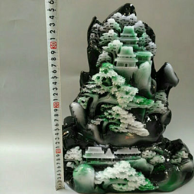 Exquisite Dushan jade ornament antique green Dushan jade welcomes guests, Lucky Gallery turquoise mountain ornament, landscape living room attracts wealth