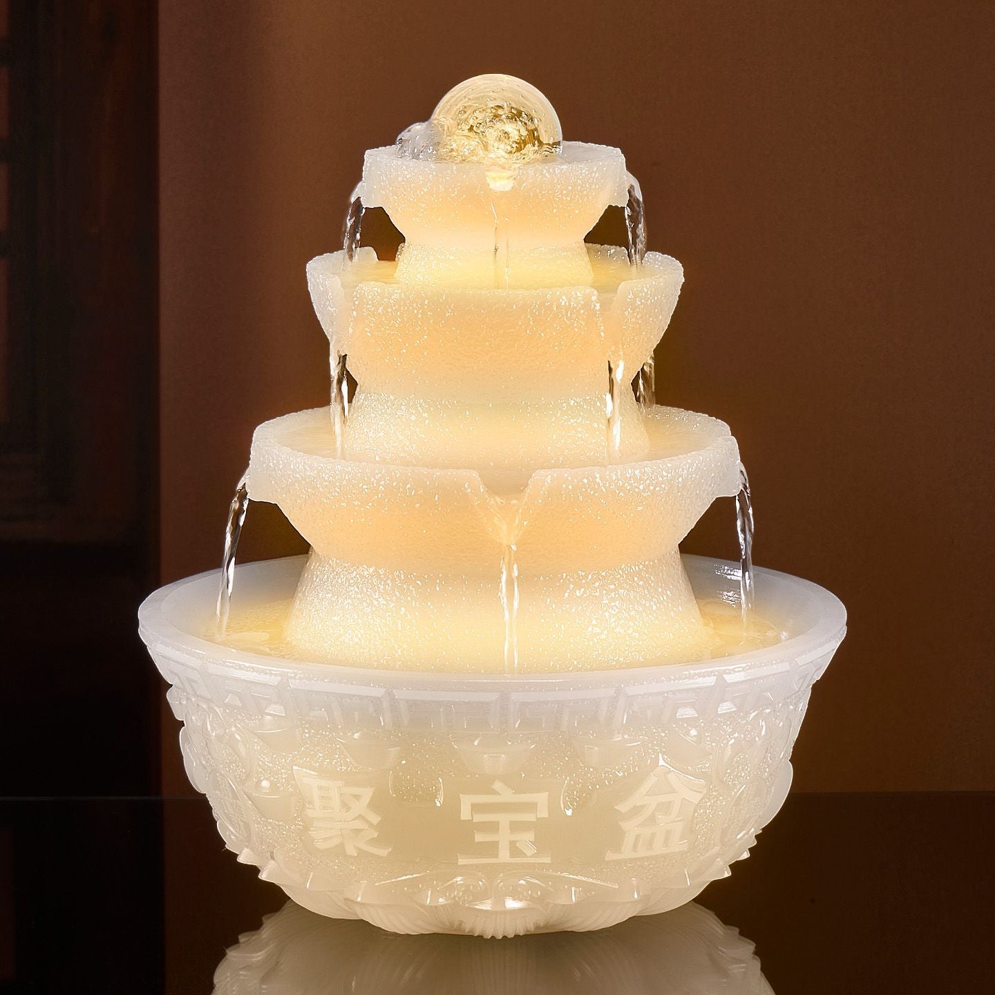 Bafanglai Cai Flowing Water Ornament Living Room Feng Shui Wheel Circulating Water Small Fountain Light Luxury Jade Ornament Opening Gift Lucky Gallery