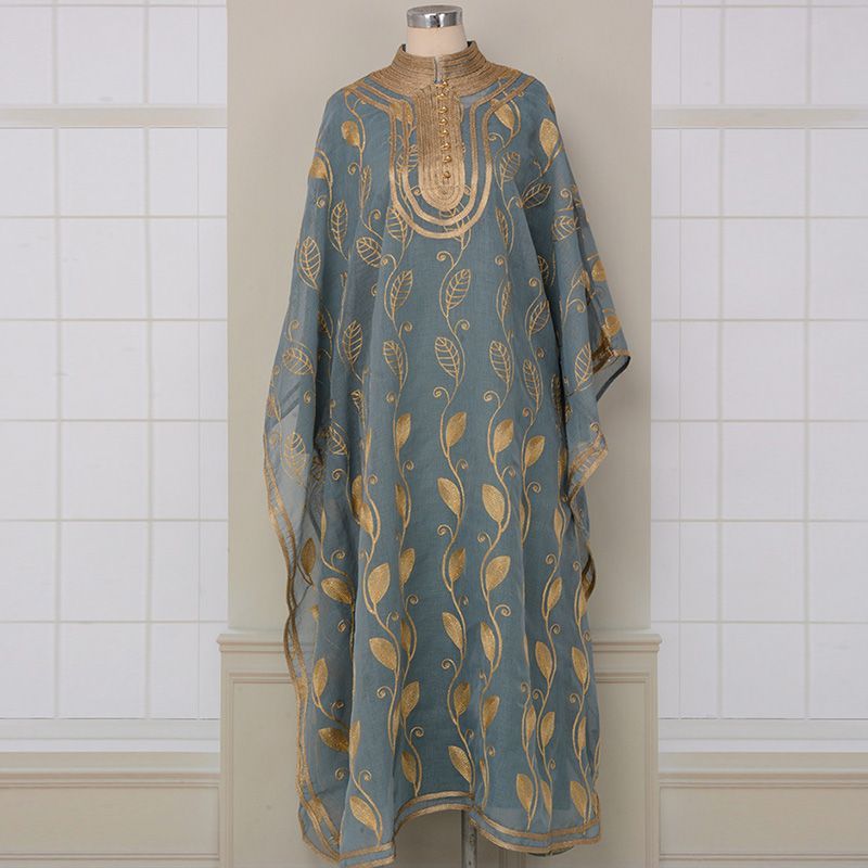 New Arab Dubai robe vest two-piece set embroidered gold webbing ethnic Xinjiang women's conservative dress middle - AuraKin