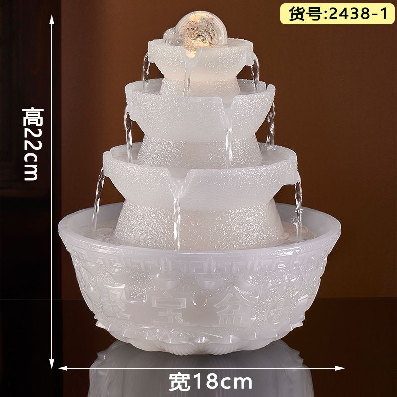 Bafanglai Cai Flowing Water Ornament Living Room Feng Shui Wheel Circulating Water Small Fountain Light Luxury Jade Ornament Opening Gift Lucky Gallery