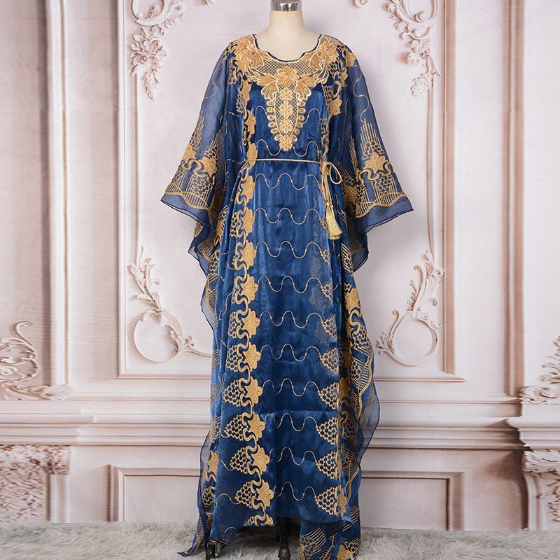 New Morocco Dubai party embroidered beads two-piece robe women's green dress noble Malay dress middle - AuraKin