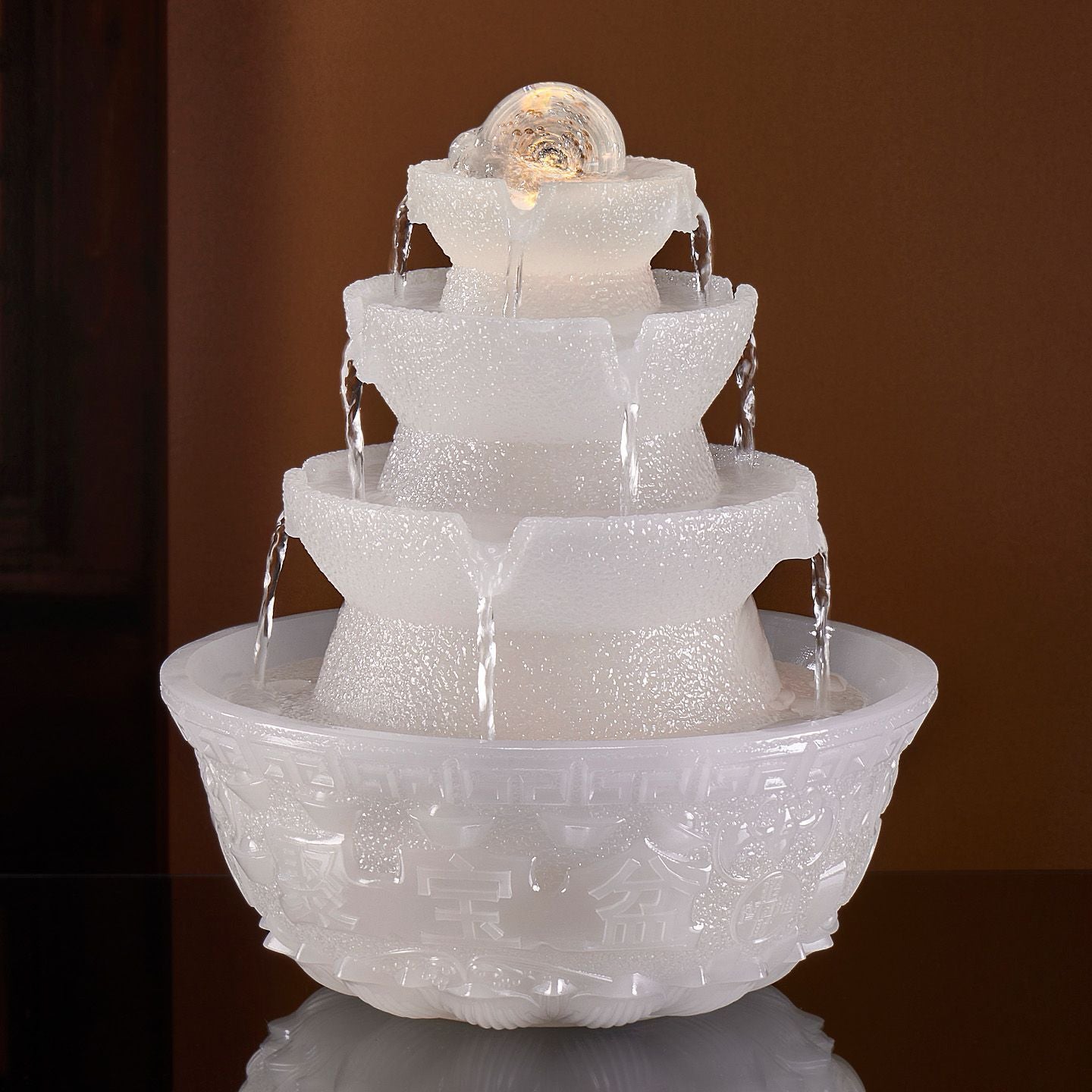 Bafanglai Cai Flowing Water Ornament Living Room Feng Shui Wheel Circulating Water Small Fountain Light Luxury Jade Ornament Opening Gift Lucky Gallery