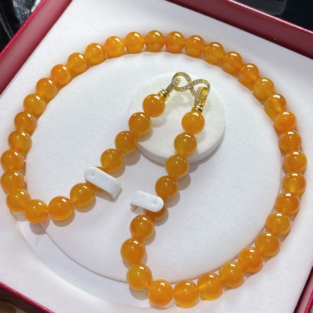 Myanmar Jadeite Yellow Jade Necklace - Natural Ice Yellow Jade Round Beads Jewelry for Women - AuraKin