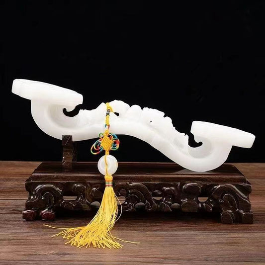 Natural jade jade Ruyi ornament, living room porch housewarming wine cabinet, new home decoration gift opening Lucky Gallery - AuraKin