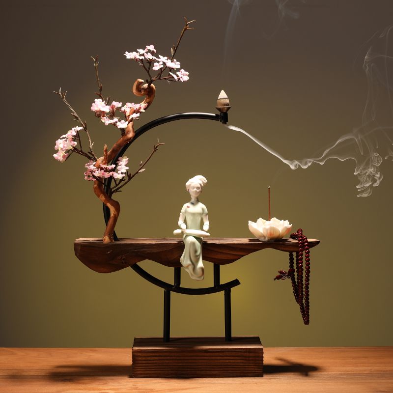 New Chinese style backflow incense burner aromatherapy creative personality Zen charm household living room entrance office home decoration Lucky Gallery