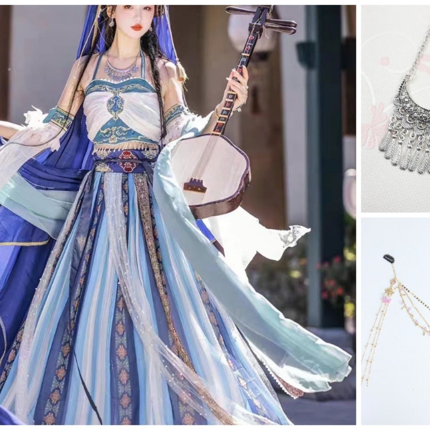 New Dunhuang style exotic Hanfu Tianzhu princess dance Western Regions goddess element improvement ancient clothing full set of travel photography middle - AuraKin