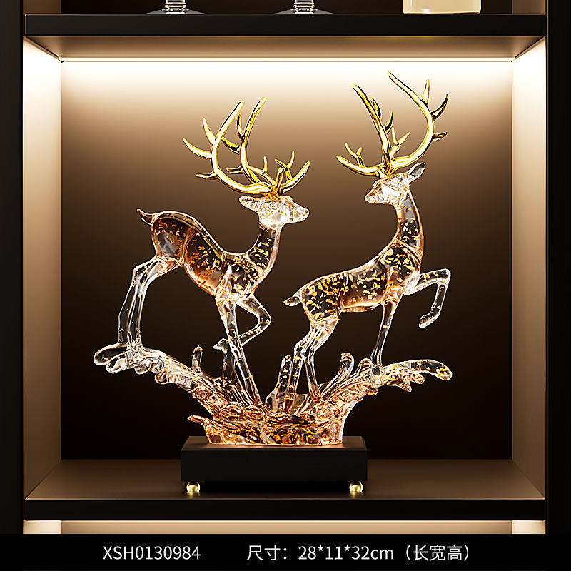 Fengsheng Shuiqi Lucky Deer Ornament Light Luxury High-end Sense Living Room Entrance Wine Cabinet TV Cabinet Decoration Housewarming Gift Lucky Gallery
