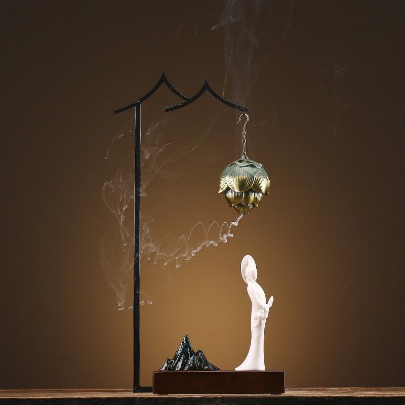Backflow incense burner New Chinese-style home living room porch office Zen soft decoration creative decoration Backflow incense Lucky Gallery