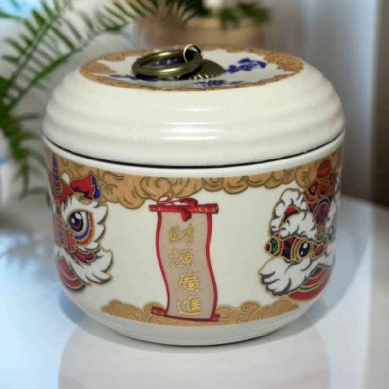 Chinese Guochao Mini Baifu Tea Can Ceramic Sealed Jar Red and Green Tea Storage Tea Can Household Boutique Moisture-proof Jar