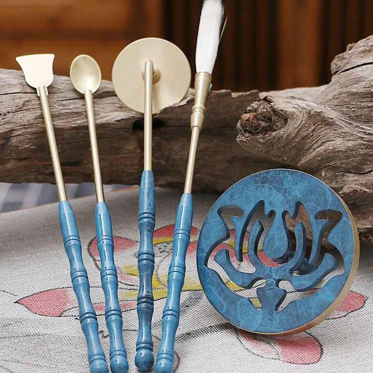 AuraKin burnt blue lotus Chinese classical incense tool set