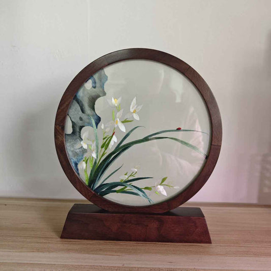 Shu Embroidery New Product Handmade Embroidery Double-sided Embroidery Retro Entrance Ornament Chinese Table Screen Chinese Style Gifts for Foreigners