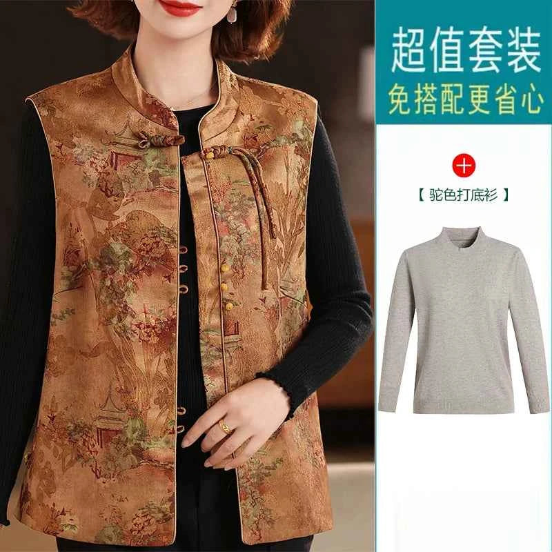 Spring national style vest jacket buckle vest women's spring and autumn new Chinese vest Tang suit top