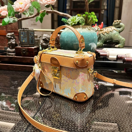 New Chinese-style intangible cultural heritage Song Jin box handbag women's Spring new high-end light luxury messenger bag - AuraKin