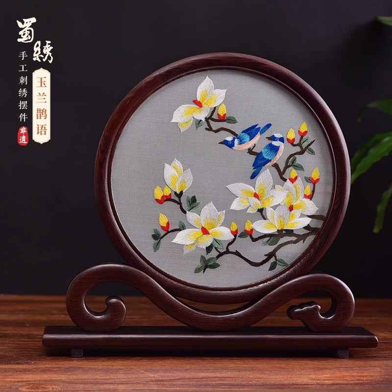 Shu embroidery double-sided embroidery screen ornament Sichuan tourist souvenir hand-embroidered gifts for foreigners with Chinese style characteristics