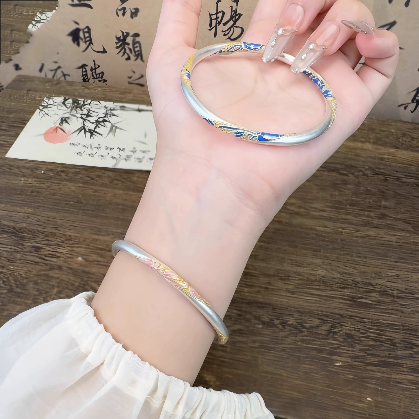 AuraKin Wangshuhe Silver Enamel Bracelet
