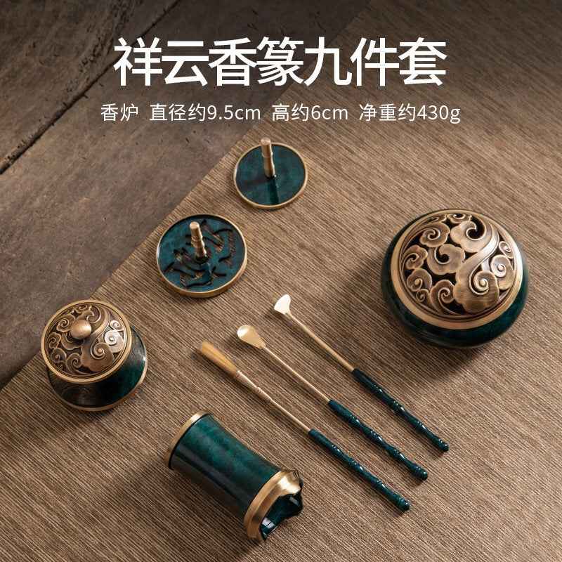 Xiangyun incense seal nine-piece set, blue rhyme beating incense seal gift box set, household incense seal burner incense seal set gift