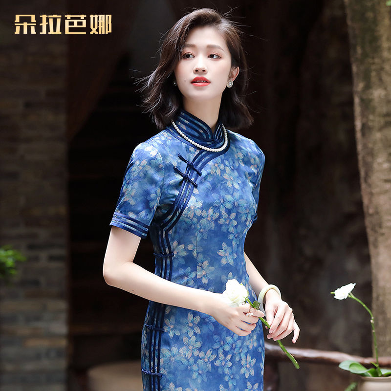 Dora Bana dignified and elegant cheongsam summer 2025 new women's retro Chinese style temperament daily mother outfit