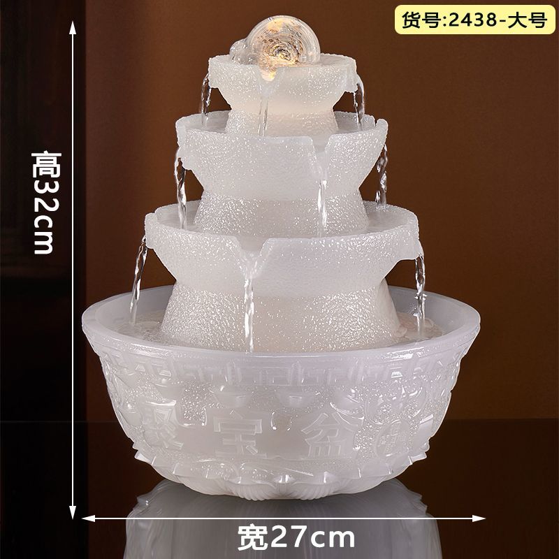 Bafanglai Cai Flowing Water Ornament Living Room Feng Shui Wheel Circulating Water Small Fountain Light Luxury Jade Ornament Opening Gift Lucky Gallery