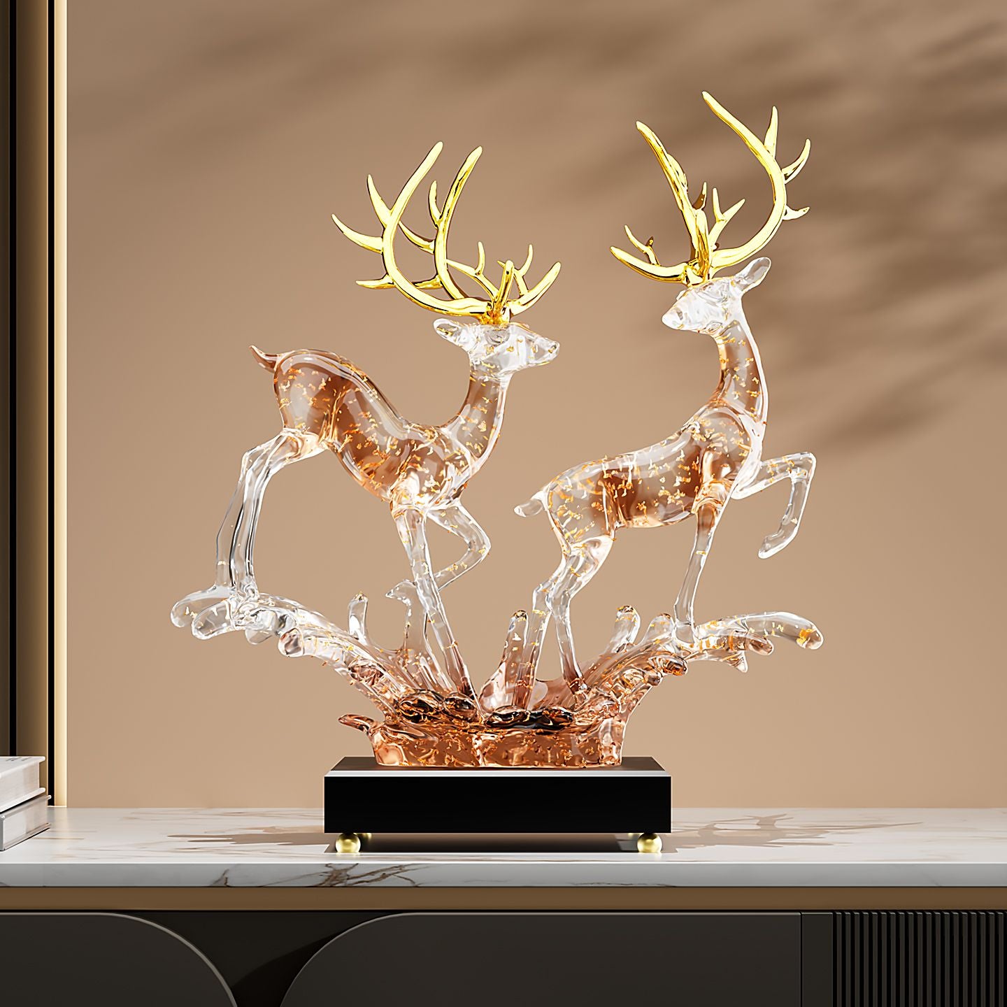 Fengsheng Shuiqi Lucky Deer Ornament Light Luxury High-end Sense Living Room Entrance Wine Cabinet TV Cabinet Decoration Housewarming Gift Lucky Gallery