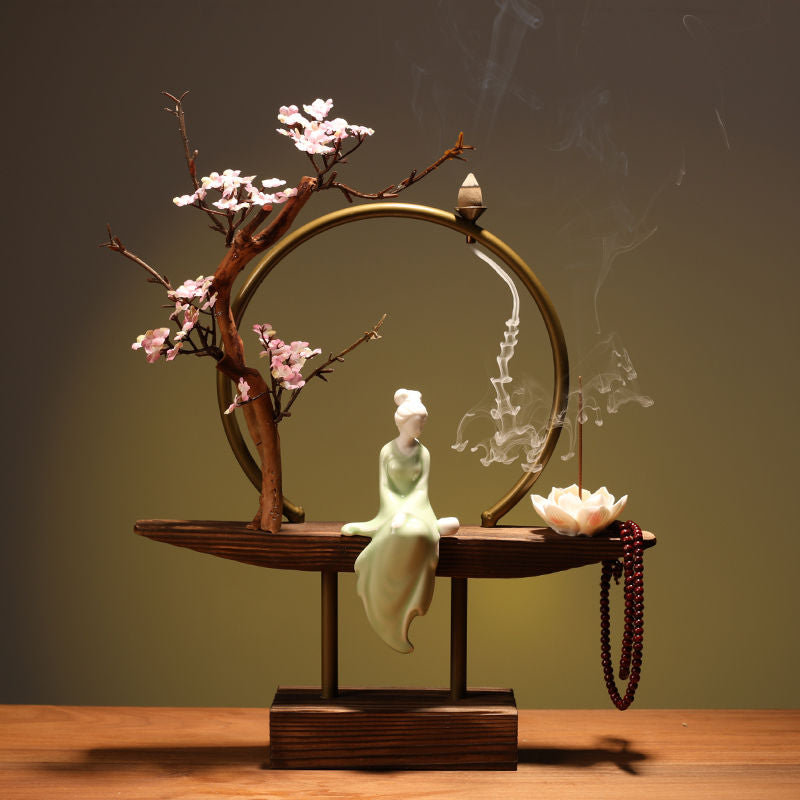 New Chinese style backflow incense burner aromatherapy creative personality Zen charm household living room entrance office home decoration Lucky Gallery