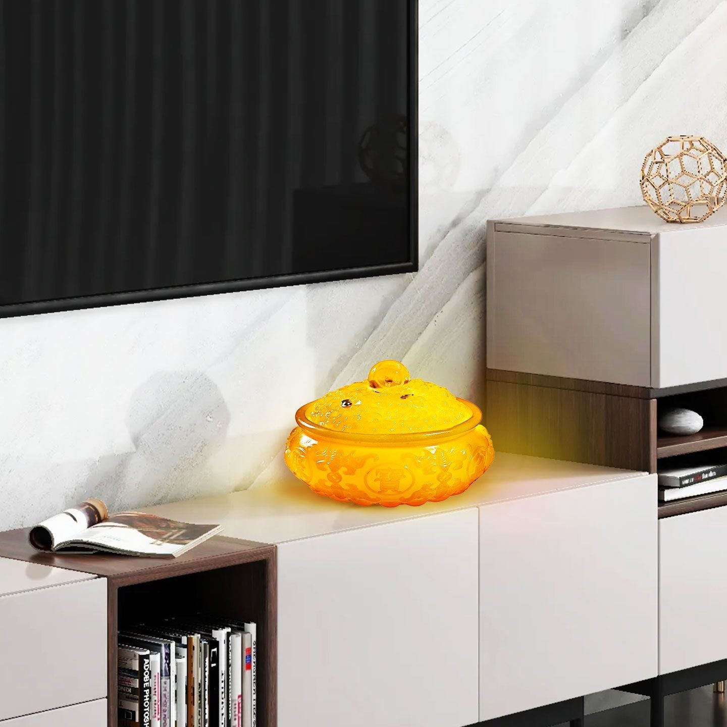 Cornucopia flowing water ornament circulating water lucky feng shui wheel living room office feng shui ball desktop decoration housewarming gift Lucky Gallery