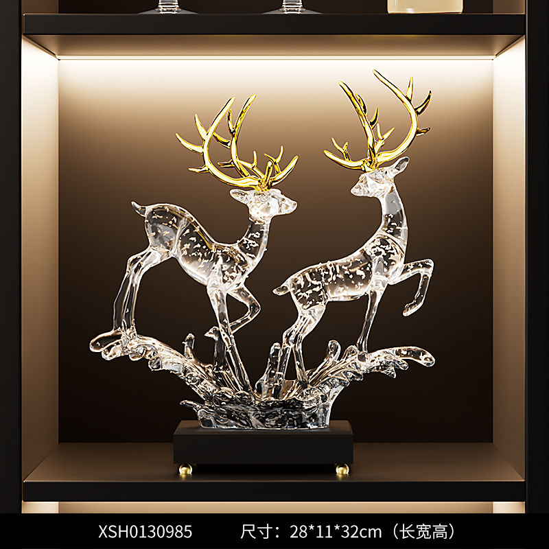 Fengsheng Shuiqi Lucky Deer Ornament Light Luxury High-end Sense Living Room Entrance Wine Cabinet TV Cabinet Decoration Housewarming Gift Lucky Gallery