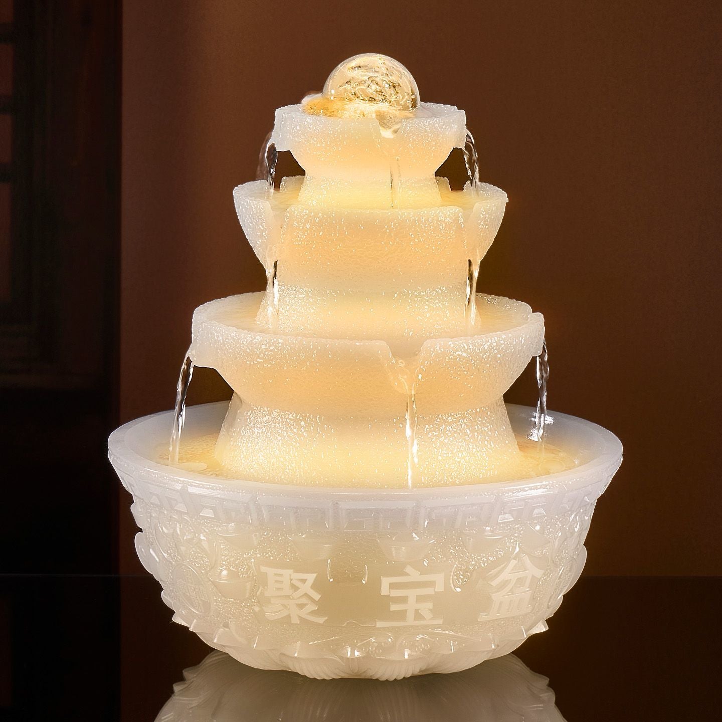 Bafanglai Cai Flowing Water Ornament Living Room Feng Shui Wheel Circulating Water Small Fountain Light Luxury Jade Ornament Opening Gift Lucky Gallery