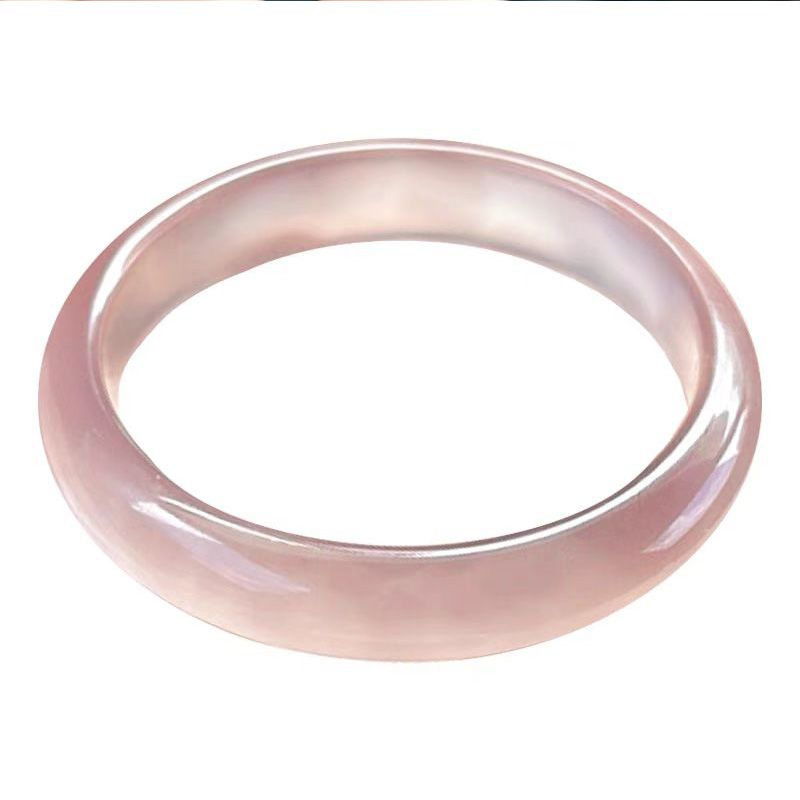 Natural Light Pink Jade Bracelet - Antique Elegant Chalcedony Lotus Root Powder Women's Gift Box - AuraKin