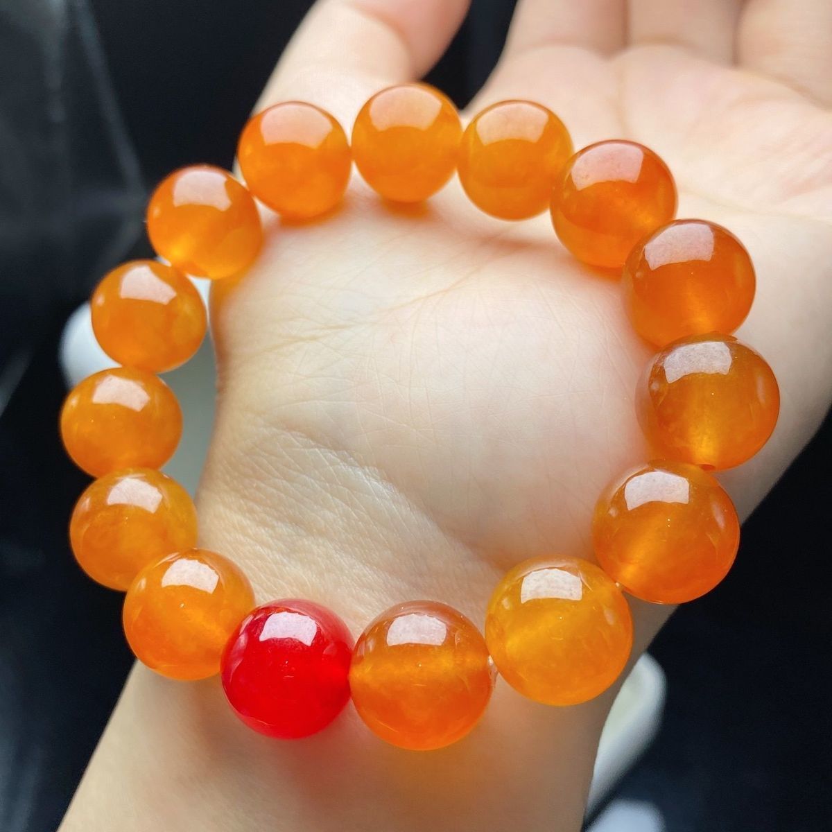 Myanmar Jadeite Bracelets - Natural Ice Yellow & Red Jade Round Beads for Men & Women with Certificates - AuraKin