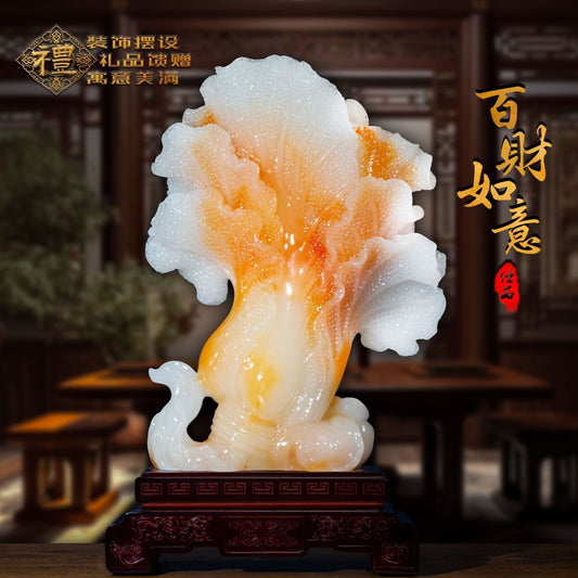 Jade cabbage ornament attracts wealth, Ruyi Home Furnishing, living room entrance TV cabinet, company office store sends gifts