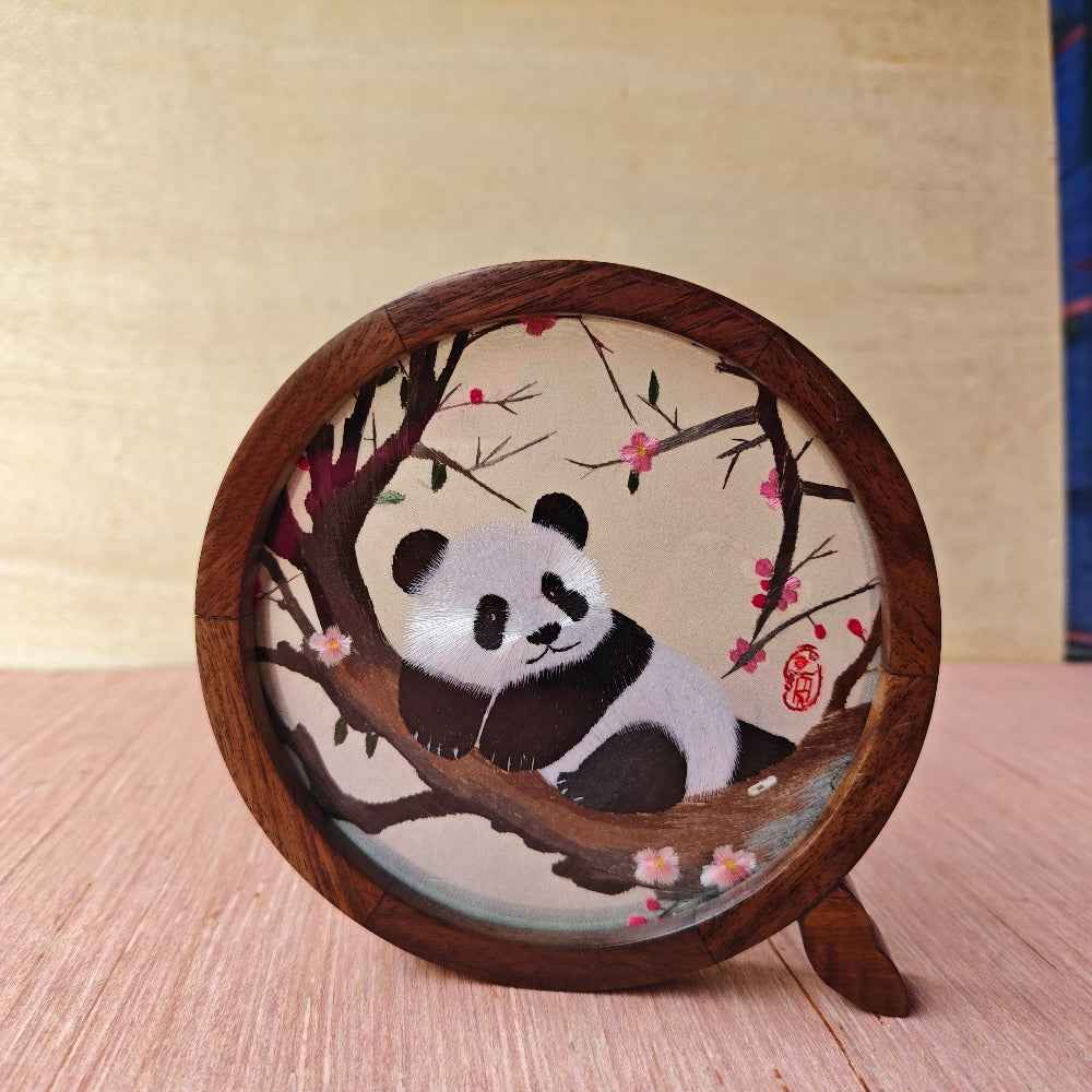 Boutique Shu Embroidery Bamboo Panda Gifts Handmade Embroidery Retro Panda Ornament 2026 new design