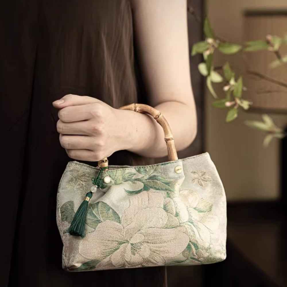 Guofeng New Chinese Bamboo Handbag with Cheongsam Mini Handbag Women's 2026 New Thin and Qiao Women's Bag Wrist Bag