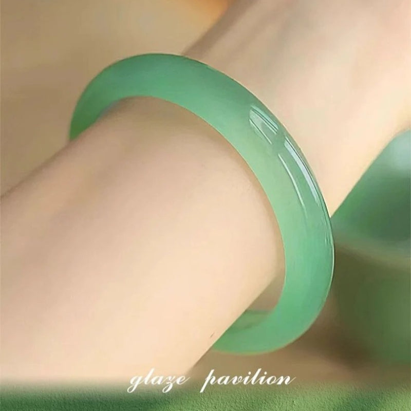 Aurakin Jewelry Rain Bracelet - Stunning Chalcedony Jade Gift for Girlfriend or Wife on Birthday and Qixi Festival - AuraKin