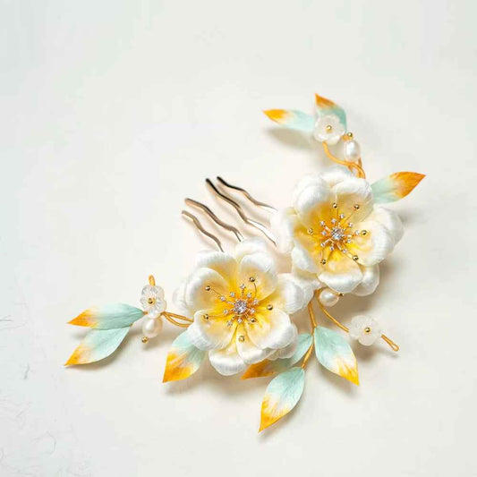 Intangible Cultural Heritage Edelweiss Hairpin Haircomb Tuanhua Hanfu Accessories Hairpin Traditional Silk Production