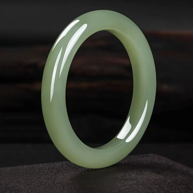 Aurakin Jewelry Hetian Jade Bracelet for Women - Light Green Suet Jade Beauty Bracelet, Perfect Holiday Gift for Wife and Girlfriend - AuraKin