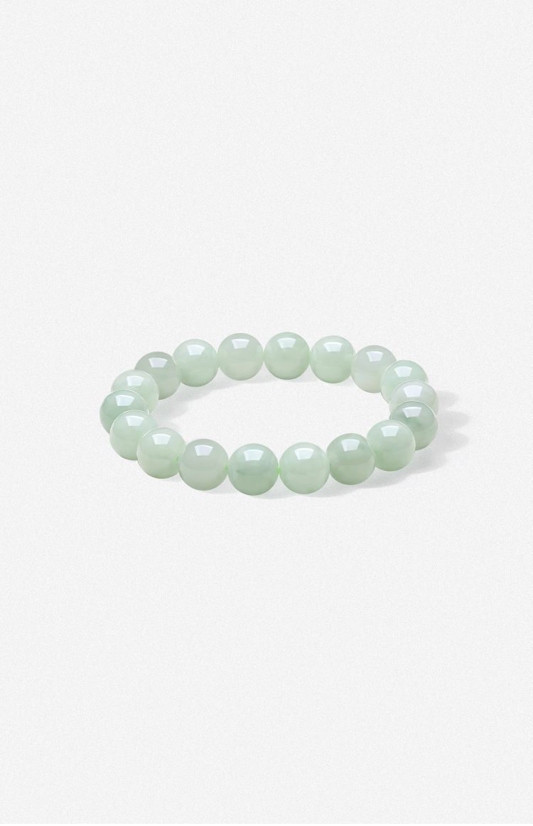 AuraKin natural jadeite bracelet, jade round bead national style bracelet, gift box for elders and mother's birthday gift. - AuraKin