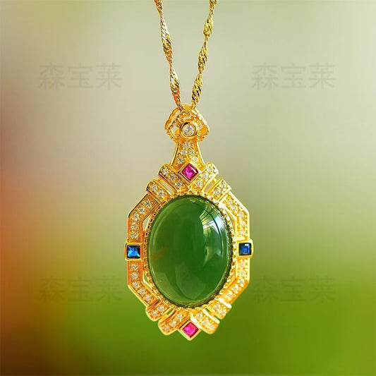 Summer new natural Hetian jasper pendant women's 925 silver luxury exquisite temperament design for girlfriend - AuraKin