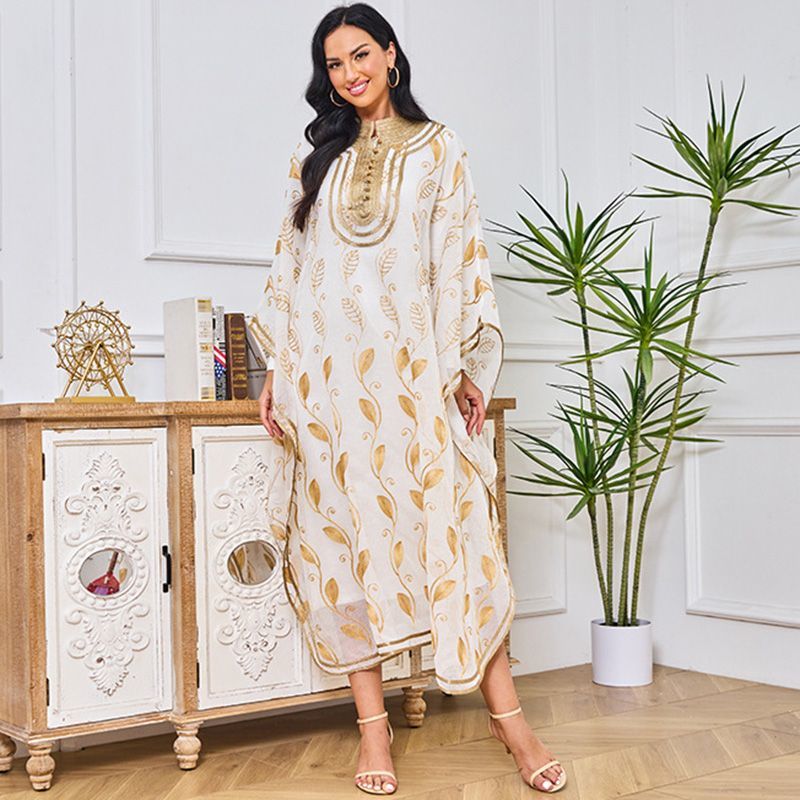 New Arab Dubai robe vest two-piece set embroidered gold webbing ethnic Xinjiang women's conservative dress middle - AuraKin