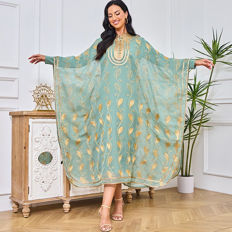 New Arab Dubai robe vest two-piece set embroidered gold webbing ethnic Xinjiang women's conservative dress middle - AuraKin
