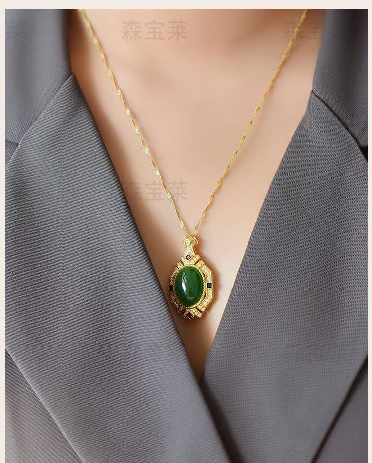 Summer new natural Hetian jasper pendant women's 925 silver luxury exquisite temperament design for girlfriend - AuraKin