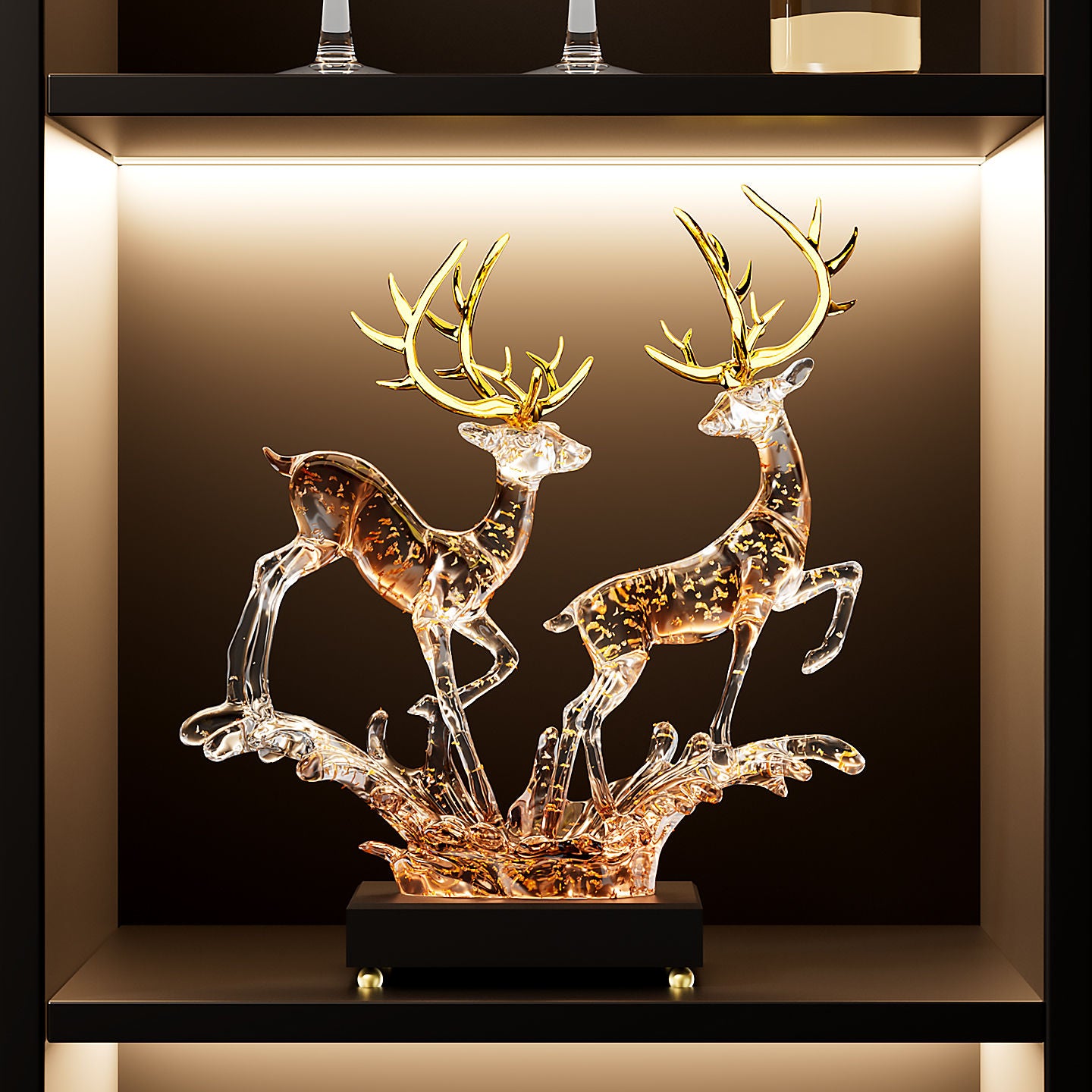 Fengsheng Shuiqi Lucky Deer Ornament Light Luxury High-end Sense Living Room Entrance Wine Cabinet TV Cabinet Decoration Housewarming Gift Lucky Gallery