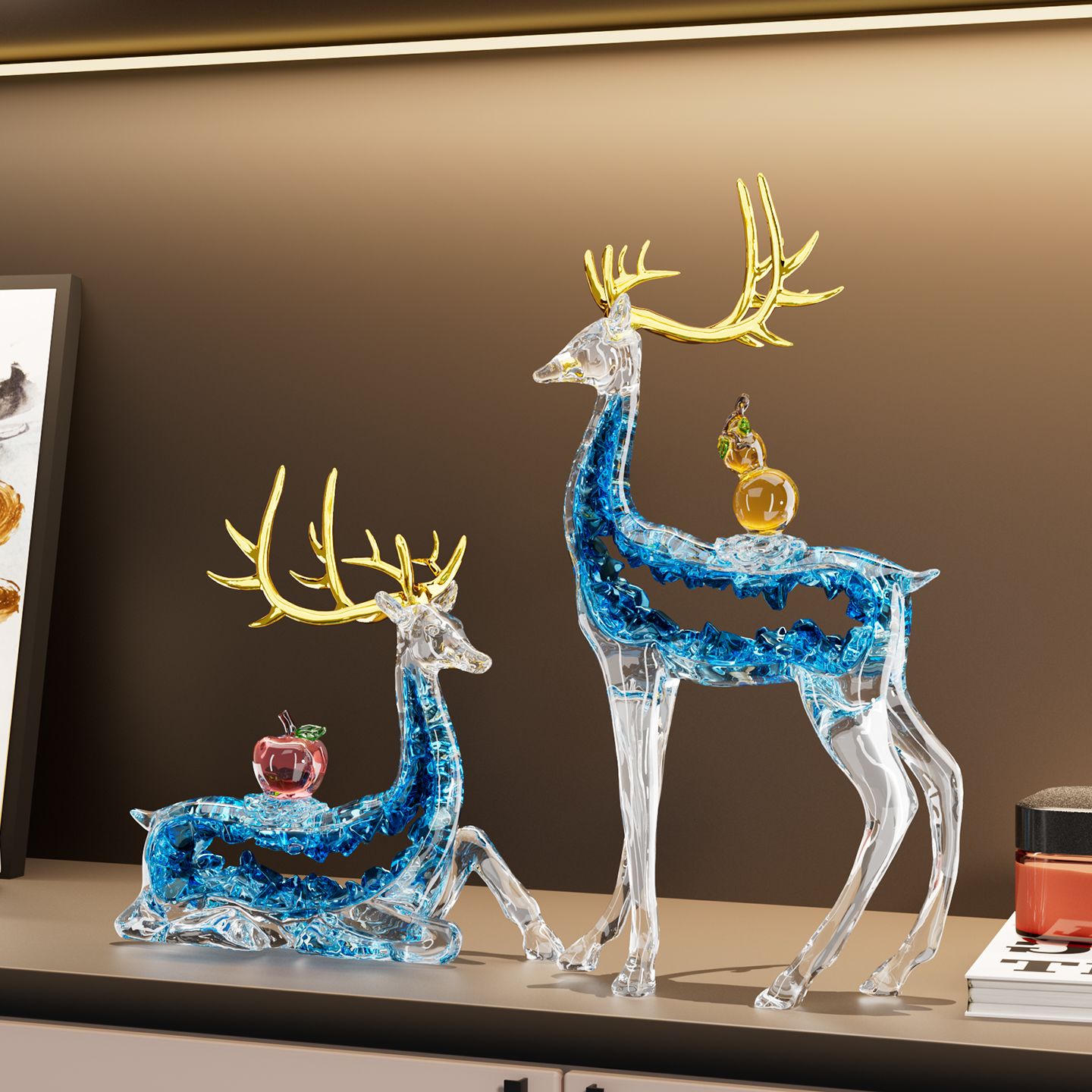 Deer ornament A pair of light luxury high-end living room lucky entrance TV cabinet wine cabinet decoration moving house new home gifts Lucky Gallery