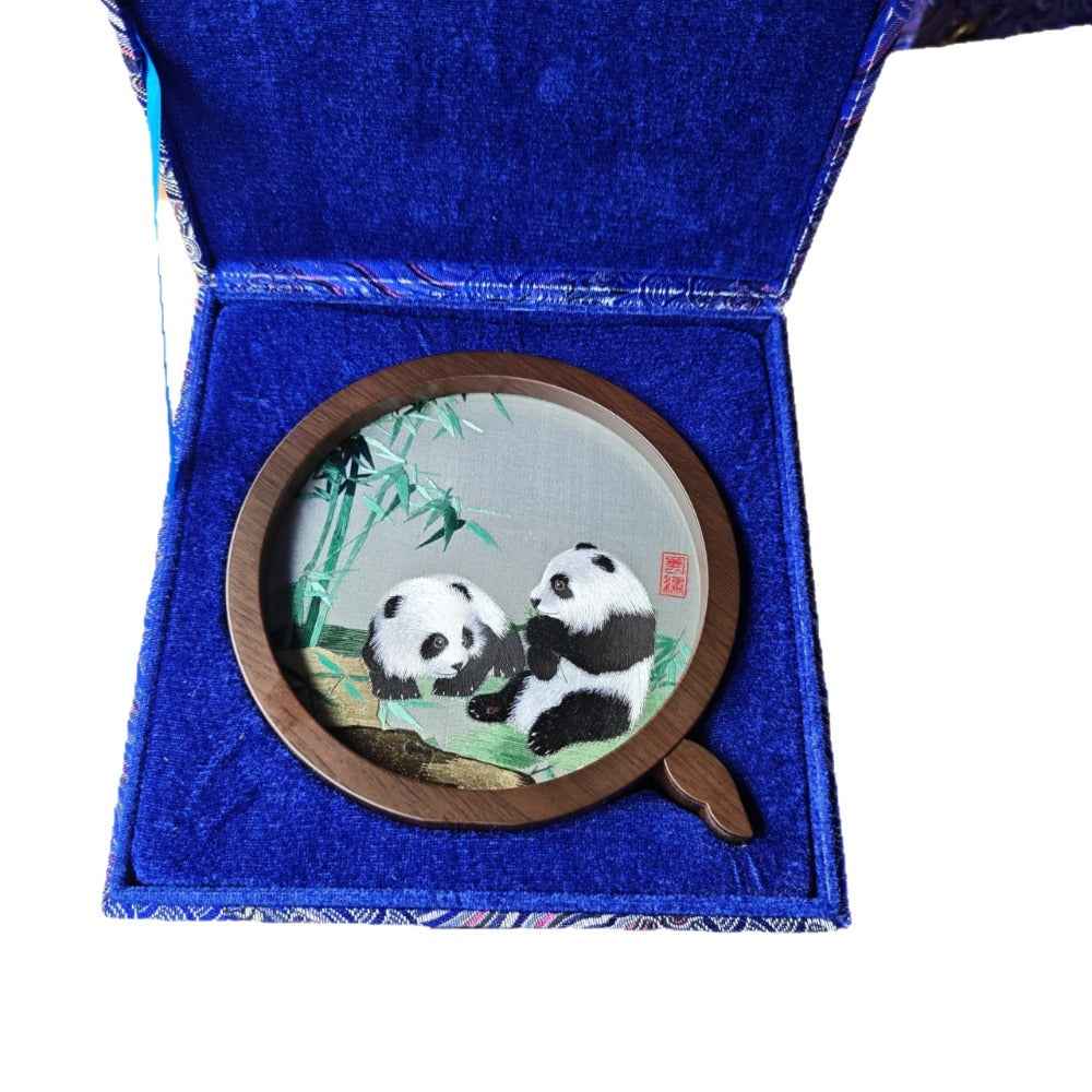 Boutique Shu Embroidery Bamboo Panda Gifts Handmade Embroidery Retro Panda Ornament 2026 new design