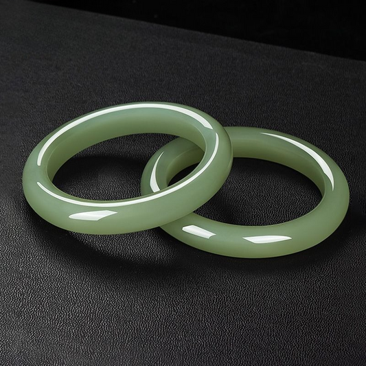 Aurakin Jewelry Hetian Jade Bracelet for Women - Light Green Suet Jade Beauty Bracelet, Perfect Holiday Gift for Wife and Girlfriend - AuraKin