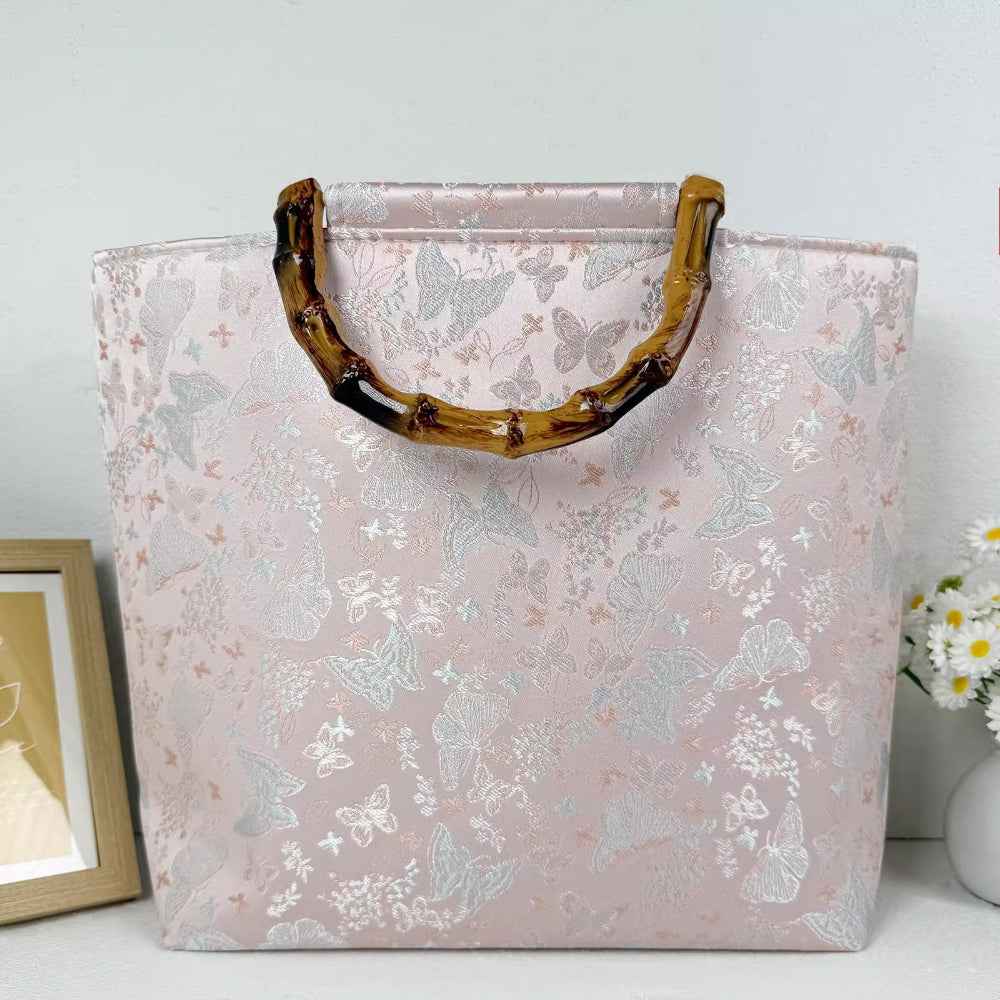 Original Design New Chinese Temperament Bamboo Retro Large Capacity National Style Classical Cheongsam style Tote bag