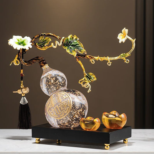 Enamel color gold foil gourd ornament attracts wealth, high-end living room TV cabinet wine cabinet decoration opens, housewarming new home gifts Lucky Gallery